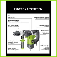 ✒ ♣ ✁ VIDO Original Concrete Heavy Duty Chipping Gun with Rotary Hammer Drill ( 3 Drill Bit 2 Chise