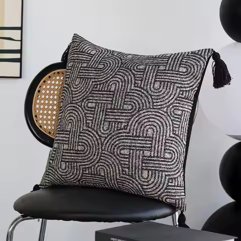 Geometric Tassel Cushion Cover Living Room Sofa Decorative Pillowcase Jacquard Soft Home Decor Retro