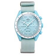 Omega Swatch Partnership สายนาฬิกาผ้าใบไนลอน Ultra-Thin Matte Finish Pin Buckle Strap สําหรับผู้ชาย