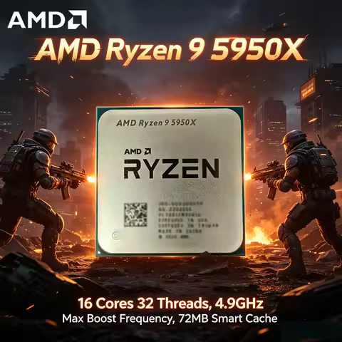 AMD Ryzen 9 5950X, 16-Core 32-Thread, 3.4GHz/4.9GHz, 72MB Cache, 105W AM4 Socket Gaming Desktop Proc