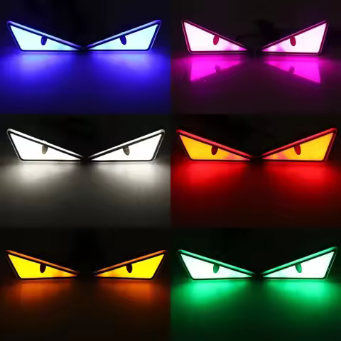 2Pcs LED Devil Eyes Light Demon Eyes Headlight Motorcycle Mini Turn Signal Flasher Tail Lamp Auto De