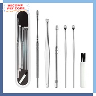 Stainless Steel Ear Pick Wax Remover Curette Ear Cleaner Spring Double Head Rotating Ear Scoop Set