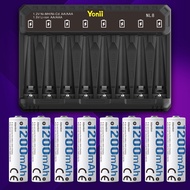 Yonii NL8 1.2V NiMH Ni-Cd AA/AAA 1.5V Li-ion เครื่องชาร์จถ่าน 8 ช่อง เครื่องชาร์จถ่าน ที่ชาร์จถ่าน อ