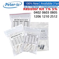 200/660PCS 720PCS 4000PCS 0402 0603 0805 1206 1210 2512 SMD Resistor Kit 1% 5% 0.1 0.22 1 10 47 100 