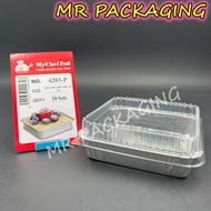 4203-P Aluminium Foil Tray with Clear Lid [ 10sets ± ] Petak / Square My Chef Foil Tray 4203 - P