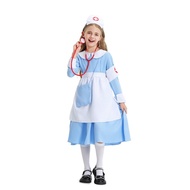 Maid Costume cos Show Blue Nurse Children Costume Doctor Nurse Costume Halloween Girl 3WXT