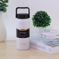 Omega Houseware Square Glass Food Keeper 320ml & Stainless Steel Tumbler 540ML White Set