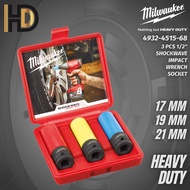 Milwaukee 1/2" SHOCKWAVE Automotive Impact Wrench Socket 3 Pcs / Heavy Duty / 4932-4515-68