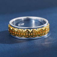 S999 Sterling Silver Rotatable Ancient Money Money Coin Index Finger Ring Ring Decompression Money-l