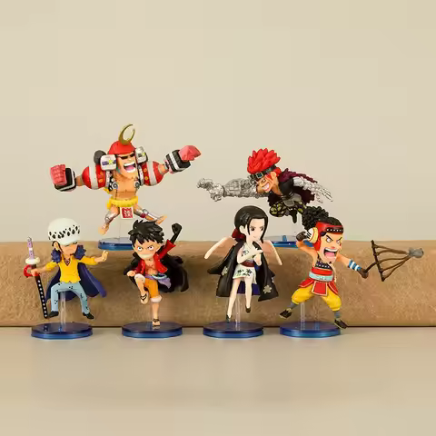 6 Pcs/Set One Piece Mini Figurine Luffy Law Eustass Kid Model Ornaments Anime Decoration PVC Dolls