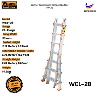 Winner Ladder Aluminium Compact Ladder WCL-28 Multipurpose Ladder 28 Step 150KG Duty Rating Heavy Du
