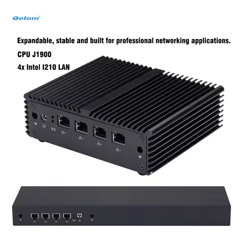 J1900 Fanless Mini PC 4 Intel I210 LAN Soft Router Firewall pfSense OPNSense 1U Rack/ Mini Case DDR3