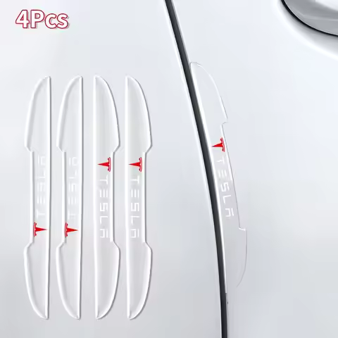 4Pcs Car Logo Door Prevent impact Transparent Strip For Teslas Model 3 Model S X Y Style Roadster In