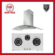 EF CK VETRO PLUS Chimney Hood + EF EFH 3971 TN VSB Stainless Steel Hob