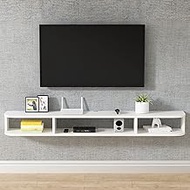 Floating TV Stand Cabinet,Wall-Mounted Shelf Unit,Hanging TV Console,Entertainment Center Cabinet Component for Living Room Bedroom (Color : White, Size : 140x24x20cm)