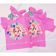 Estampo|European American Paws Team 3-8y With Hair Tie T-Shirt Summer Short-Sleeved Top Every Day Lo