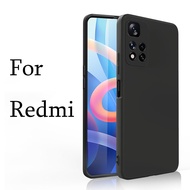 Matte Black Silicone Phone Case For Redmi 13C 12 10 9 8 10A 9A 9T 9C 8A Note 10 10s 9 9s 8 7 Pro K40 Gaming K30 K20 Pro 5G 4G 2024