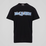 Alexander McQueen Spray Logo Tshirt in Black/Blue 100% Original