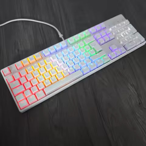 YMDK White Black Pudding German ISO QWERTZ Double Shot PBT Shine Through OEM Profile For MX Switches