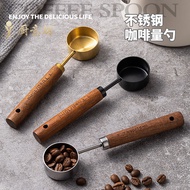 Serbuk Kopi Keluli Tahan Karat Sudu Sukat 15ML Gram Susu Tepung Sudu Sukat Sudu Sukat Kayu Walnut Su