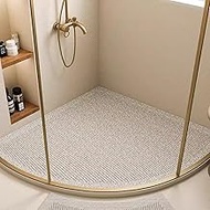 Arc-shaped Shower Mat - Corner Shower Mat with Drain, PVC Loofah Shower Mats for Inside Shower, Show