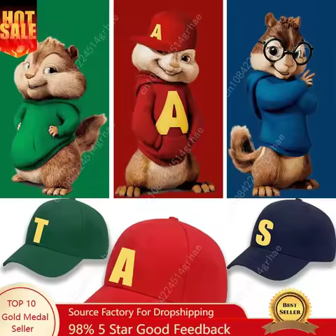 Alvin and The Chipmunks Red Adjustable Baseball Cap Unisex Movie Promo Geek Animation Graphic A S T 