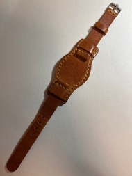 啡色 真皮 17 mm 錶帶 配 Rolex 勞力士 錶扣 適合 （ 官材仔 可使用 ）軍事 風