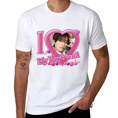 kawaii clothes tops graphics t shirt mens clothing New Beomgyu (TXT) I love my boyfriend T-Shirt men