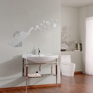 Modern DIY 3D Waterproof Non-toxic Elephant Silver Acrylic Mirror Wall Sticker Home Wallpaper Bedroo