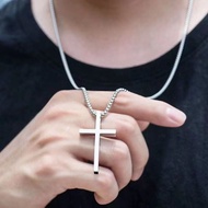 9999 Sterling Silver Cross Necklace Male 10,000 Silver Pendant Accessories Sweater Chain Valentine's
