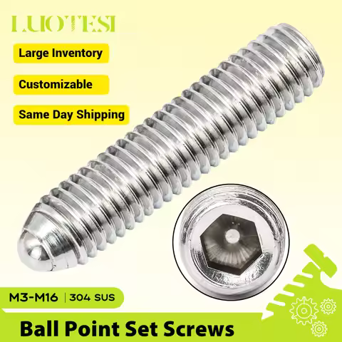 Hexagon Socket Set Screw Ball Point Stainless Steel M3 M4 M5 M6 M8 M10 M12 Ball-Tip Set Screws Sprin