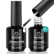 Beetles 2 Pcs 15ml No Wipe Gel Top Coat and Base Coat Set - Shine Finish and Long Lasting Soak Off L