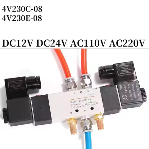 4V230C-08 4V230E-08 4V230P-08 5 Way 3 Position 1/4" Pneumatic Solenoid Valve DC12V DC24V AC110V AC22