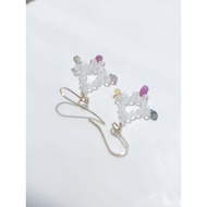 September Birthstone Natural Rainbow Sapphire Topaz American 14k Gold Original Niche Design Lace Ear