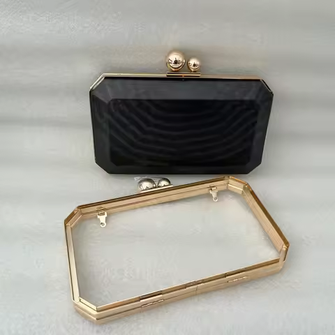 20cm Box Clutch Purse Frame Metal Box Purse Frame Glue-in Handbag Pouch Round Clasp Evening Bag Acce