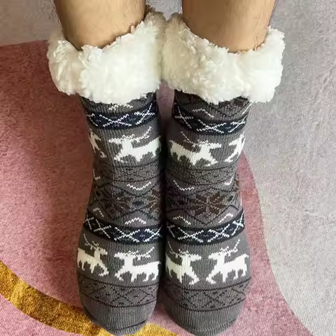 Mens Thermal Strip Sock Winter Warm Short Thick Home Sleeping Soft Fluffy Fuzzy Floor slipper Sock M