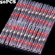 50pcs Solder Seal Wire Connectors Waterproof Heat Shrink Butt Connectors Electrical Wire Terminals M