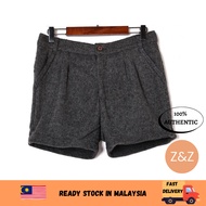 Women Wool Mid Waist Straight Short Pants