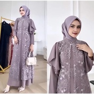 Gamis Outer Ayesha OneSet Remaja Kekinian/ Gamis Dress Kondangan Murah/Gamis Kondangan Model Terbaru