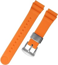GANYUU For Seiko 5 No. Solar watchband men silicone rubber strap 22mm sports diving canned SNE537 SRPA83J1 Wrist strap (Color : Orange silver buckle, Size : 22mm)