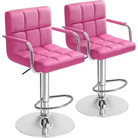 Velvet Swivel Adjustable Hydraulic Bar Stool X-Large Base and Seat Square Counter Height Stool Set o