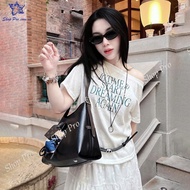 Women's Off-the-Shoulder T-Shirt Made of Thin, Light and Cool Paper T-Shirt QC Shop Pro CK66
