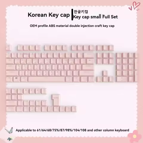 Hangul Pink Keycaps Translucent OEM Gaming Keyboard Caps Small Full Set ABS Custom Keycaps for Mecha