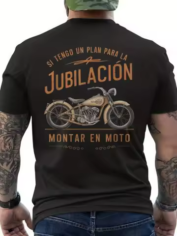 Men's Motorcycle Pattern T-shirt - Spanish Rider's Quote If I had a retirement plan, I would ride a 