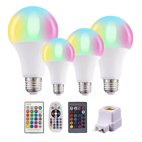 Led RGB Color Changing Lamp E27 DimmableLight AC 220V Led RGBW Magic Bulb 5W 9W 12W 15W 20W Home Par