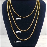 IBUY 916 Gold 1.5MM / 2MM HOLLOW CABLE NECKLACE 44CM / 52CM 22K (916)