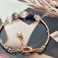 紫祖母晶/藍月光/透石膏14k手鏈