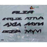 Perodua Alza Aruz Ativa Axia Myvi Bezza Viva Kelisa Kancil Aruz Front Rear Matte Black Emblem Logo