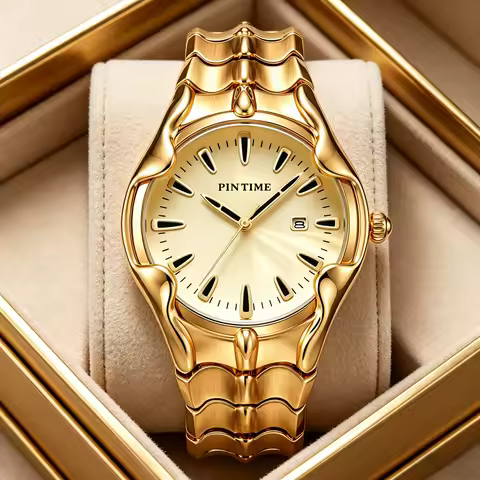 1pc Men's Quartz Watch, a Three-Dimensional Wave Pleated Textured Watch, Available in Three Colors, 
