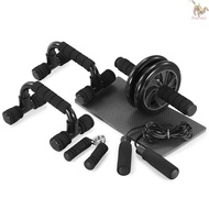 TOMSHOO Ab Wheel Core Carver Fitness Wheel Hand Kit Roller Kit With Bar Jump Rope Kit Push-up Jump Snqc Roller Bar Knee Workout Fitness Pad Core Carver Snqc 5-in-1 Ab Knee Pad Core